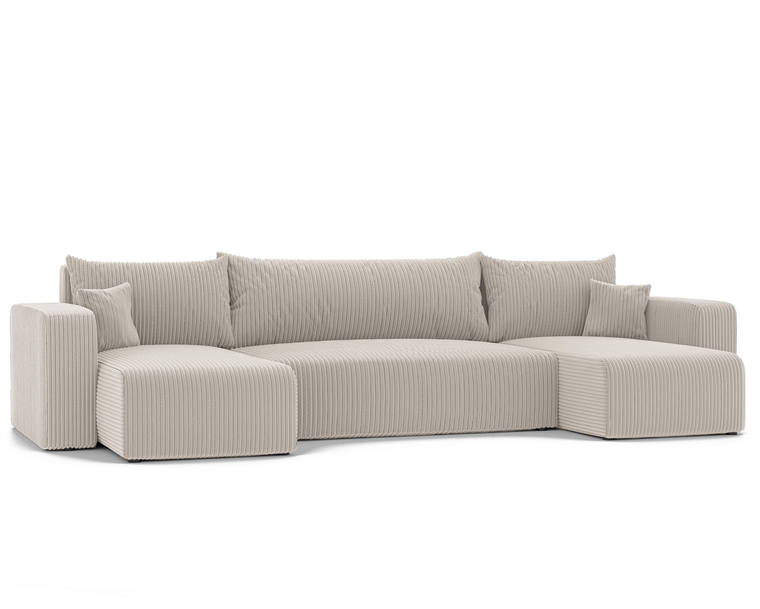 WOHNLANDSHAFT U-Form mit Schlaffunktion und Bettkasten, Beige - Beige, Holzwerkstoff/Textil (318/79/145cm) - Idohome
