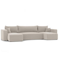 WOHNLANDSHAFT U-Form mit Schlaffunktion und Bettkasten, Beige - Beige, Holzwerkstoff/Textil (318/79/145cm) - Idohome