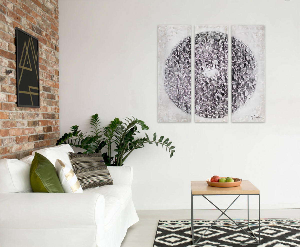LEINWANDBILD 3-TEILIG Grau 90/90 cm - Grau, Textil (90/90cm) - KUNSTLOFT