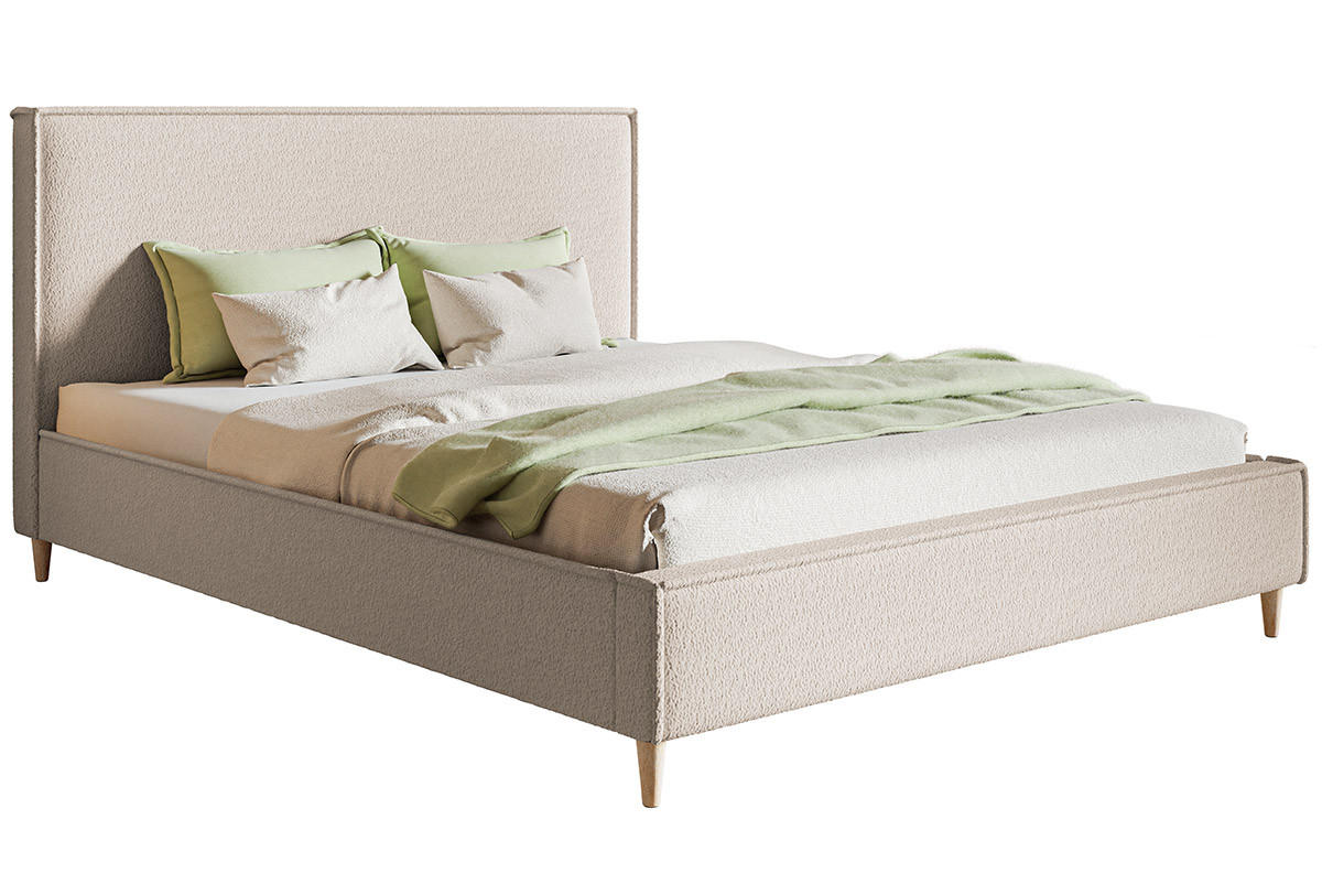 BETT Beige LUXO 8 Gepolstert Stoff Bukle 120x200 cm - Beige, Textil (120/200cm) - Sepro Meble