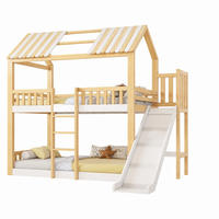ETAGENBETT mit Regal und Rutsche 90x200 cm Holz White/Natural 2 Liegeflächen - Weiß, Holz (90/200cm) - Meubliv