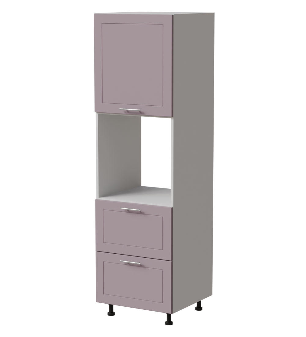 BACKOFENUMBAUSCHRANK Bari D14/RU/2 356 Weiß / RAL 4009 pastellviolett 60 / 59 / 207cm HETTICH Vollauszug - Violett/Weiß, Holz/Holzwerkstoff (60/207/59cm) - Feldmann-Wohnen
