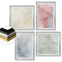WANDBILDER 4er Set - 50x50 cm & 40x60 cm Silberner Rahmen - Aquarellfarben in Pastellfarben - Silberfarben, Kunststoff (50/50cm) - ArtPrintCave