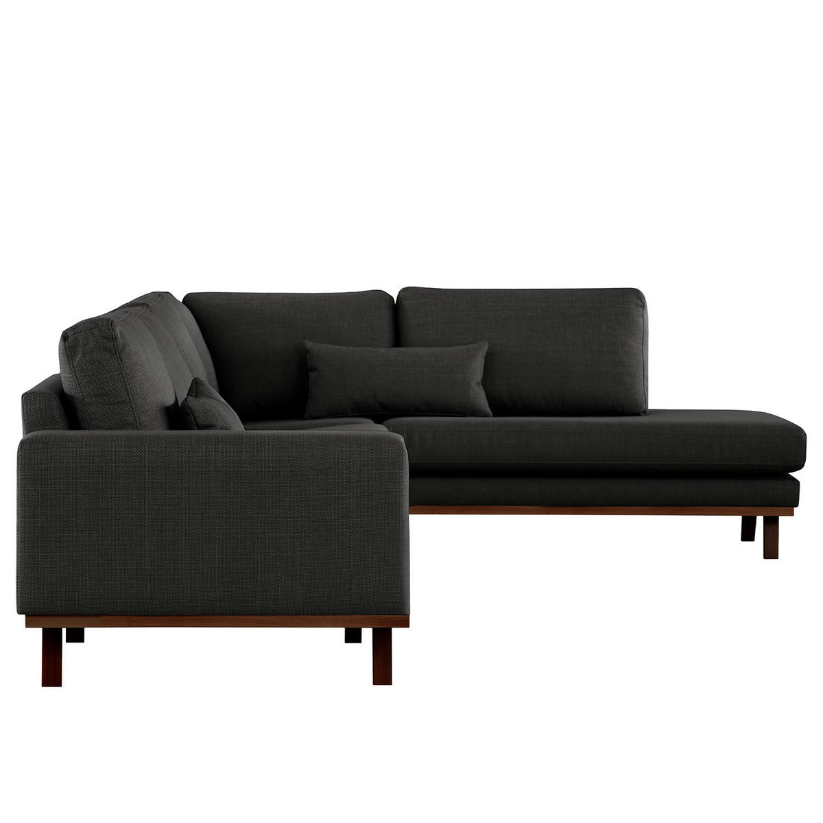 ECKSOFA mit Ottomane - Buchefarben/Schwarz, Buchenholz/Textil (287/219cm) - home24