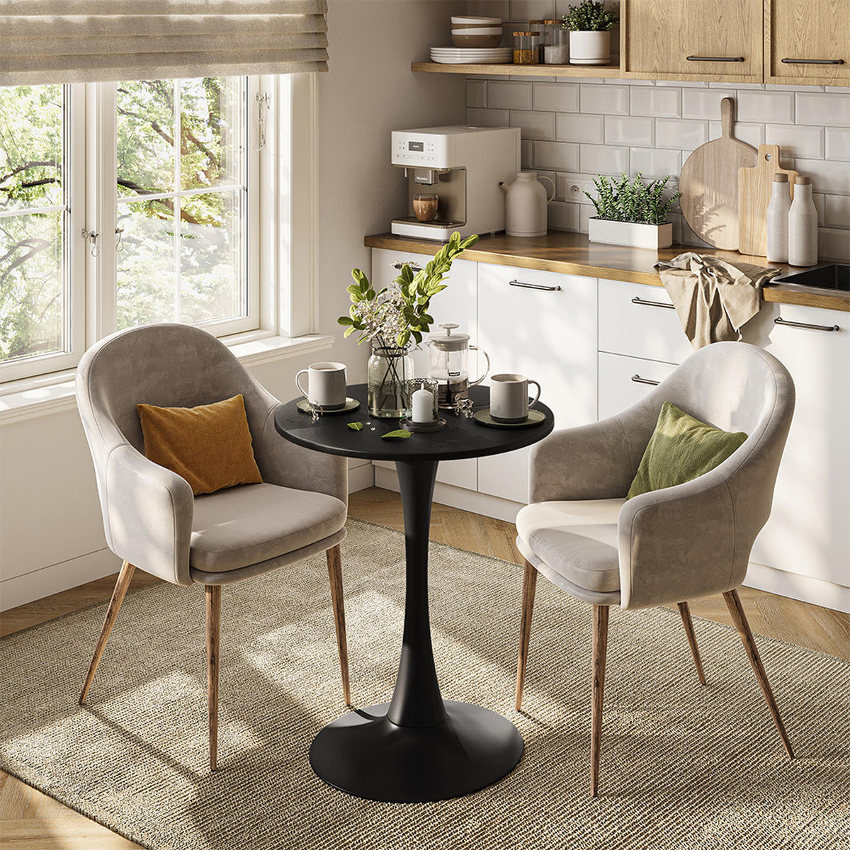 JEDILNA MIZA Carl Črna 60 x 60 cm - črna, leseni material (60/60/73cm) - Vicco
