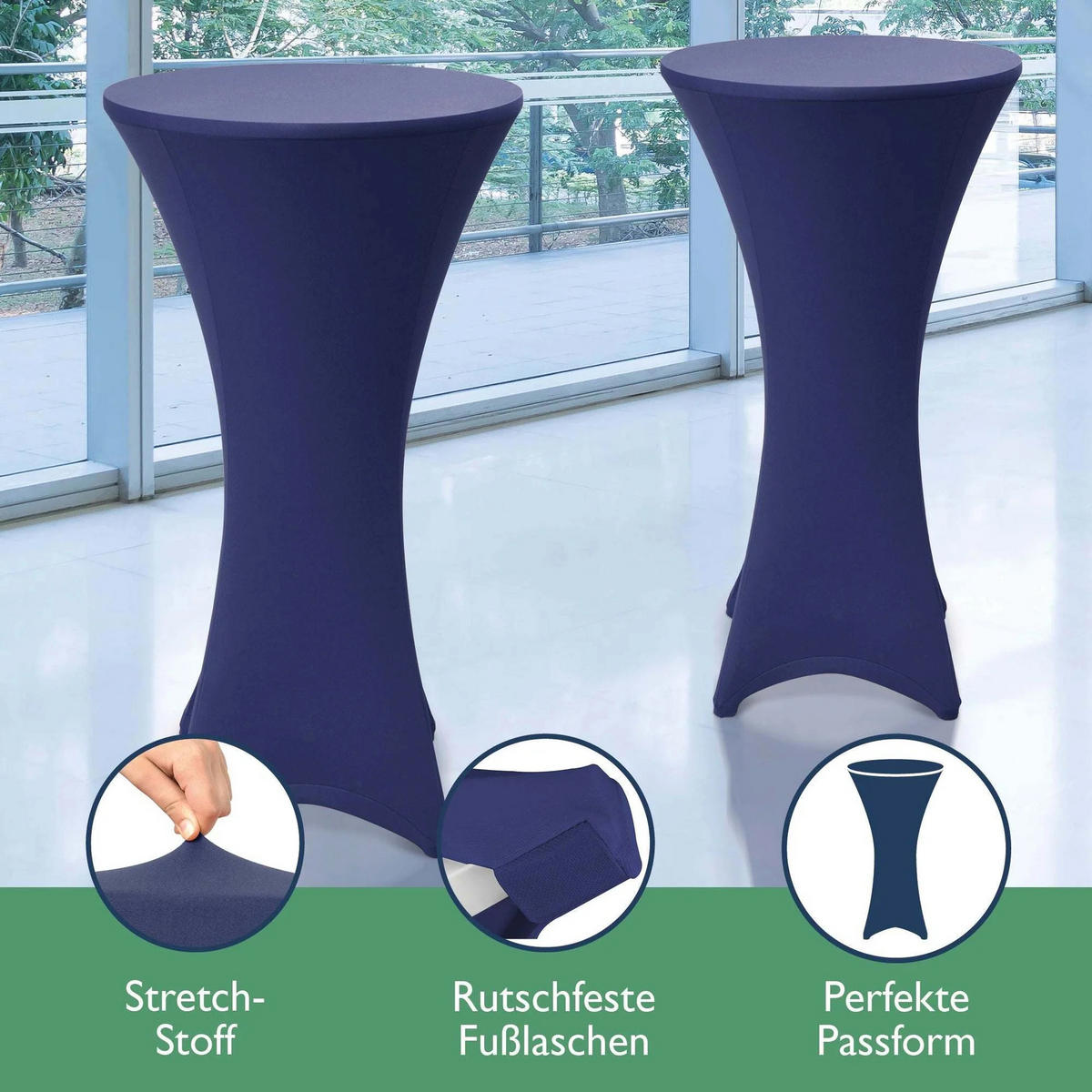 STEHTISCHHUSSE Stella Ø 70cm Blau (2tlg) - Blau, Textil (700/120cm) - Beautissu 