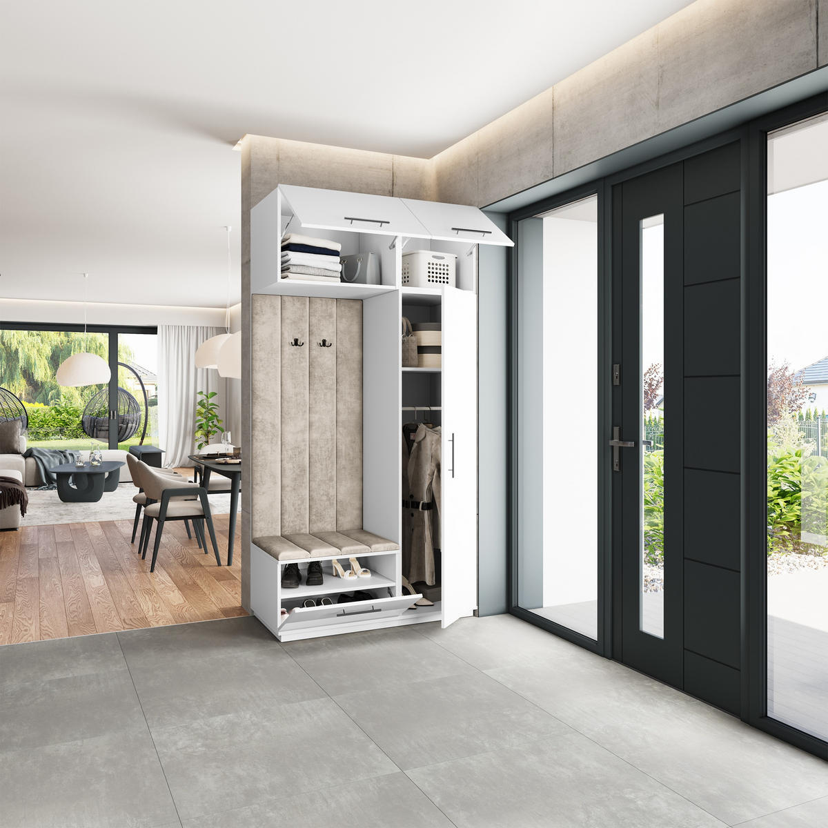 GARDEROBENSCHRANK REMA 120/240/60 cm Modern Weiß - Weiß, Holzwerkstoff (120/240/60cm) - MASSENO