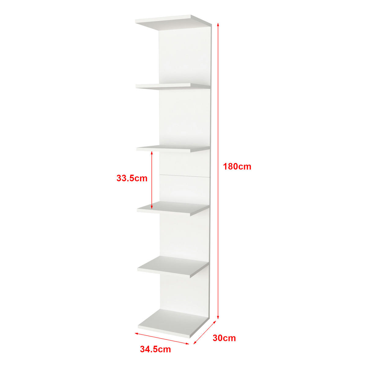 WANDREGAL Surahammar - Weiß, Holzwerkstoff (34.5/180/30cm) - [en.casa]