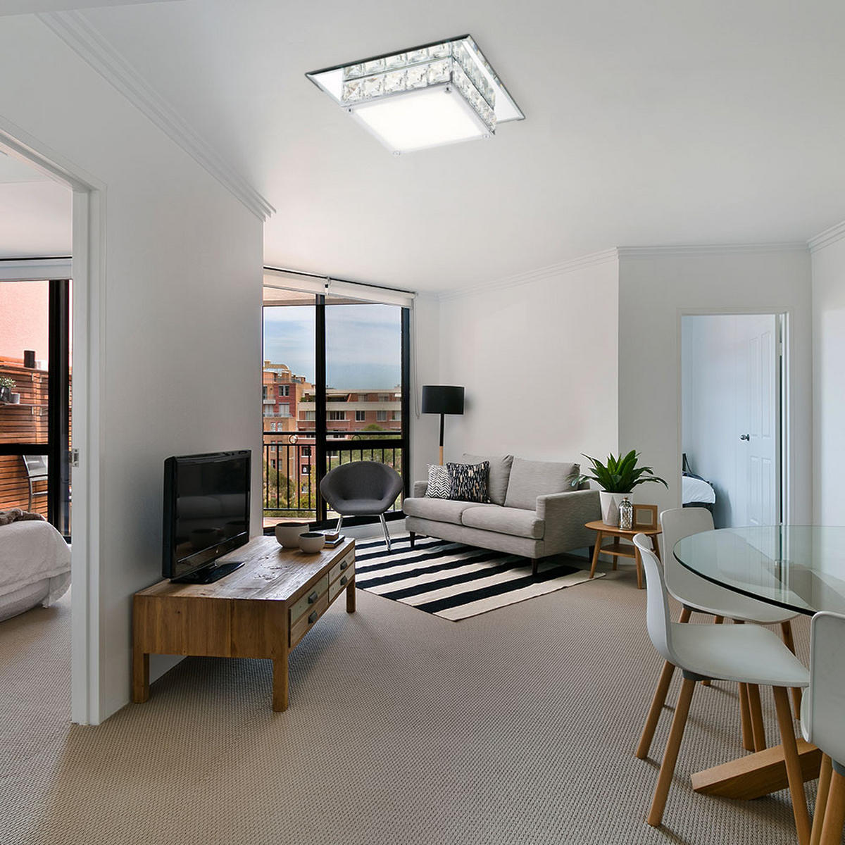 LED DECKENLEUCHTE MARGO Silber Metall Glas - Silberfarben, Glas (25/25/7.6cm) - Globo Lighting