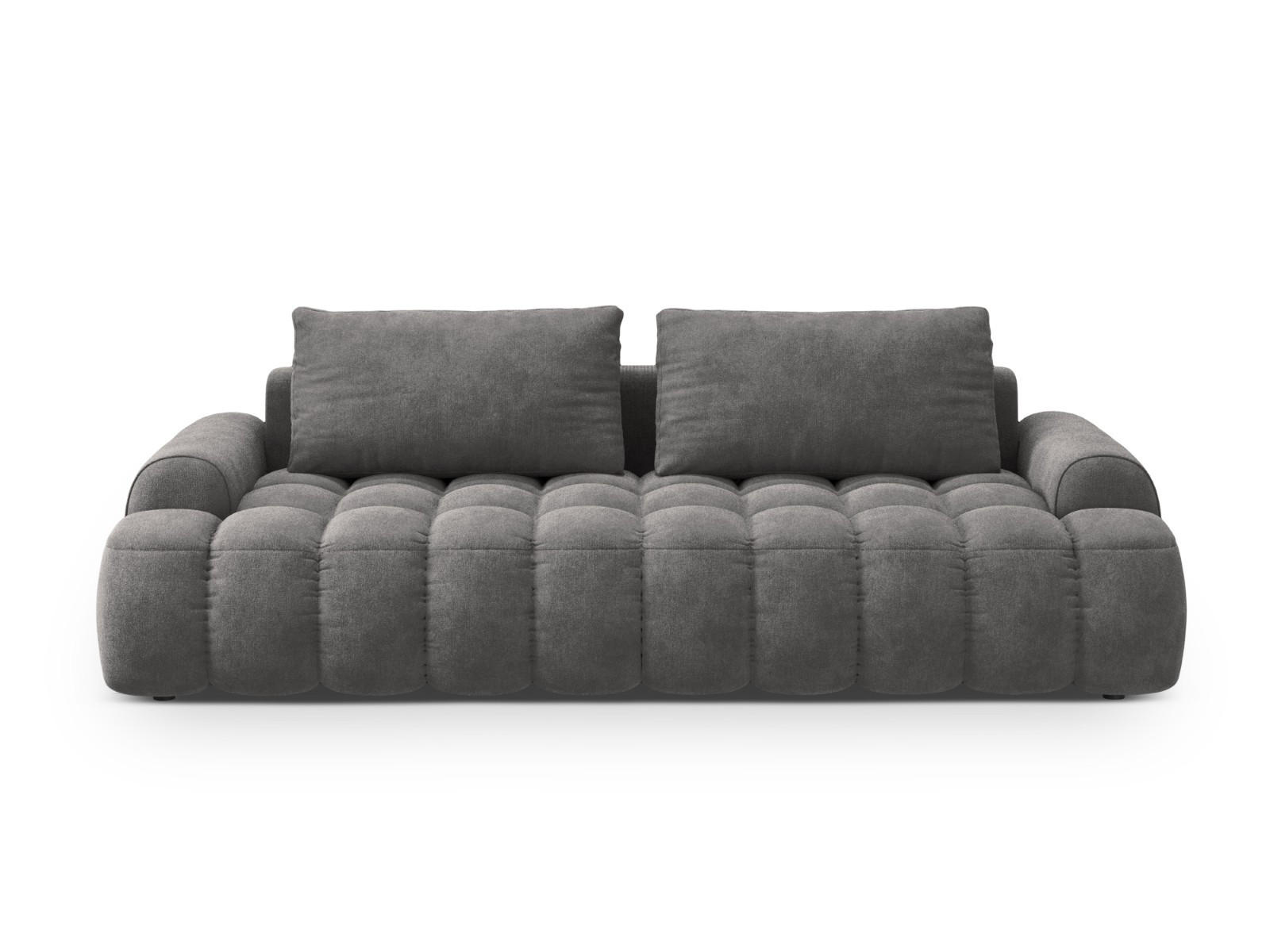 AUSKLAPPBARES-SOFA mit Bettkasten Linz aus Samt grau 4 Sitzplätze - Grau, Textil (100/84/250cm) - Cosmopolitan Design