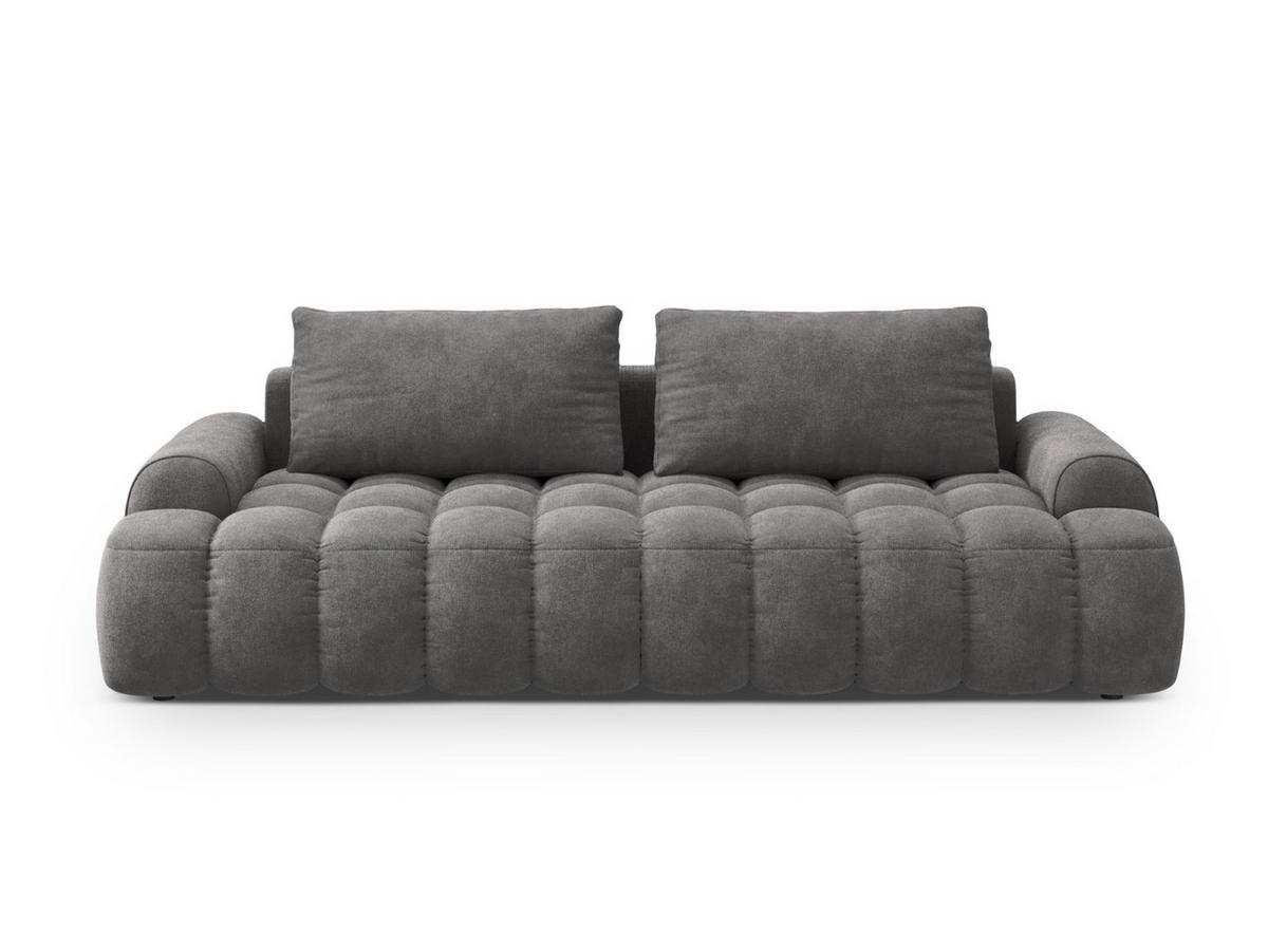 AUSKLAPPBARES-SOFA mit Bettkasten Linz aus Samt grau 4 Sitzplätze - Grau, Textil (100/84/250cm) - Cosmopolitan Design