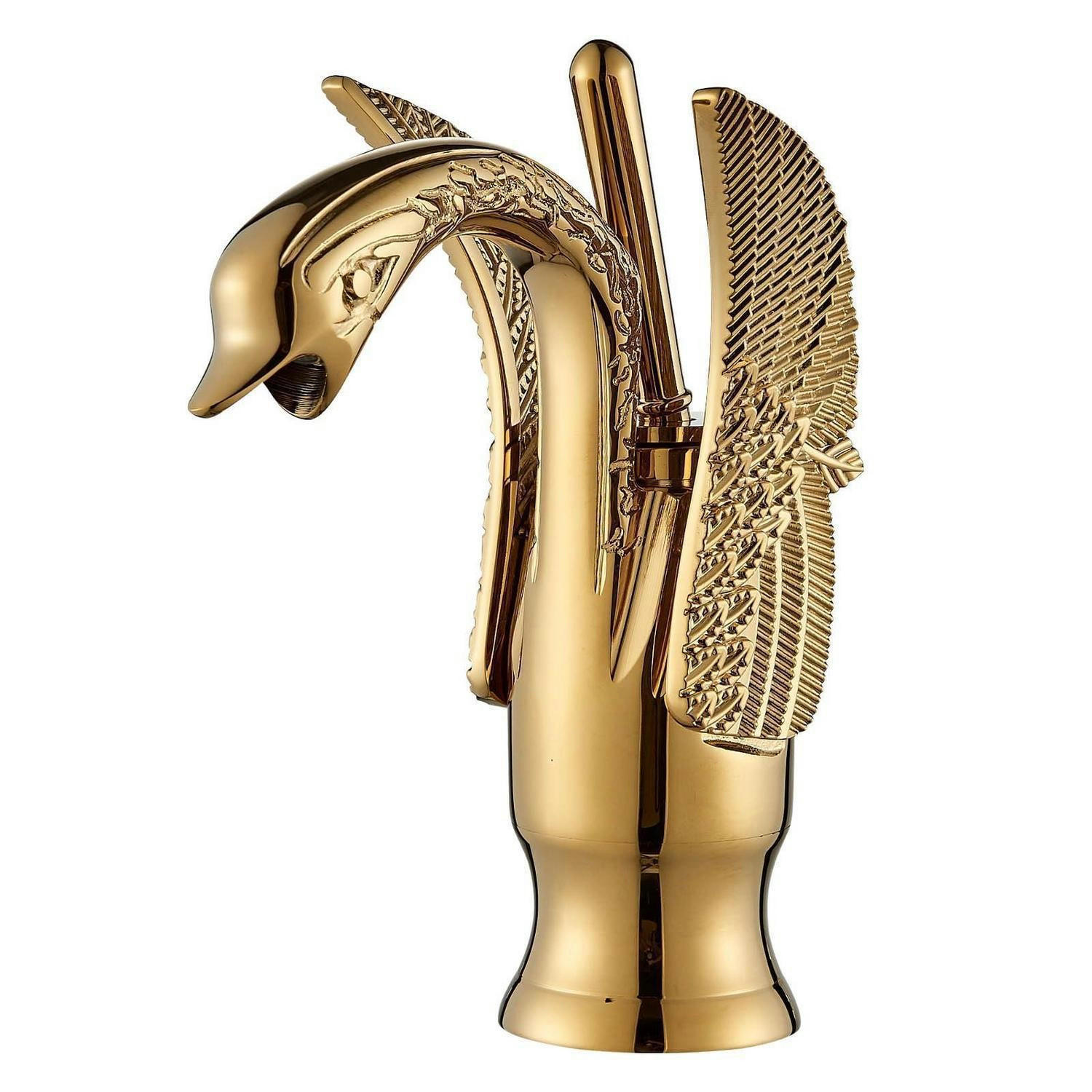 WASCHTISCHARMATUR Schwanen-Design Gold - Goldfarben, Metall (5.8/11/19cm)