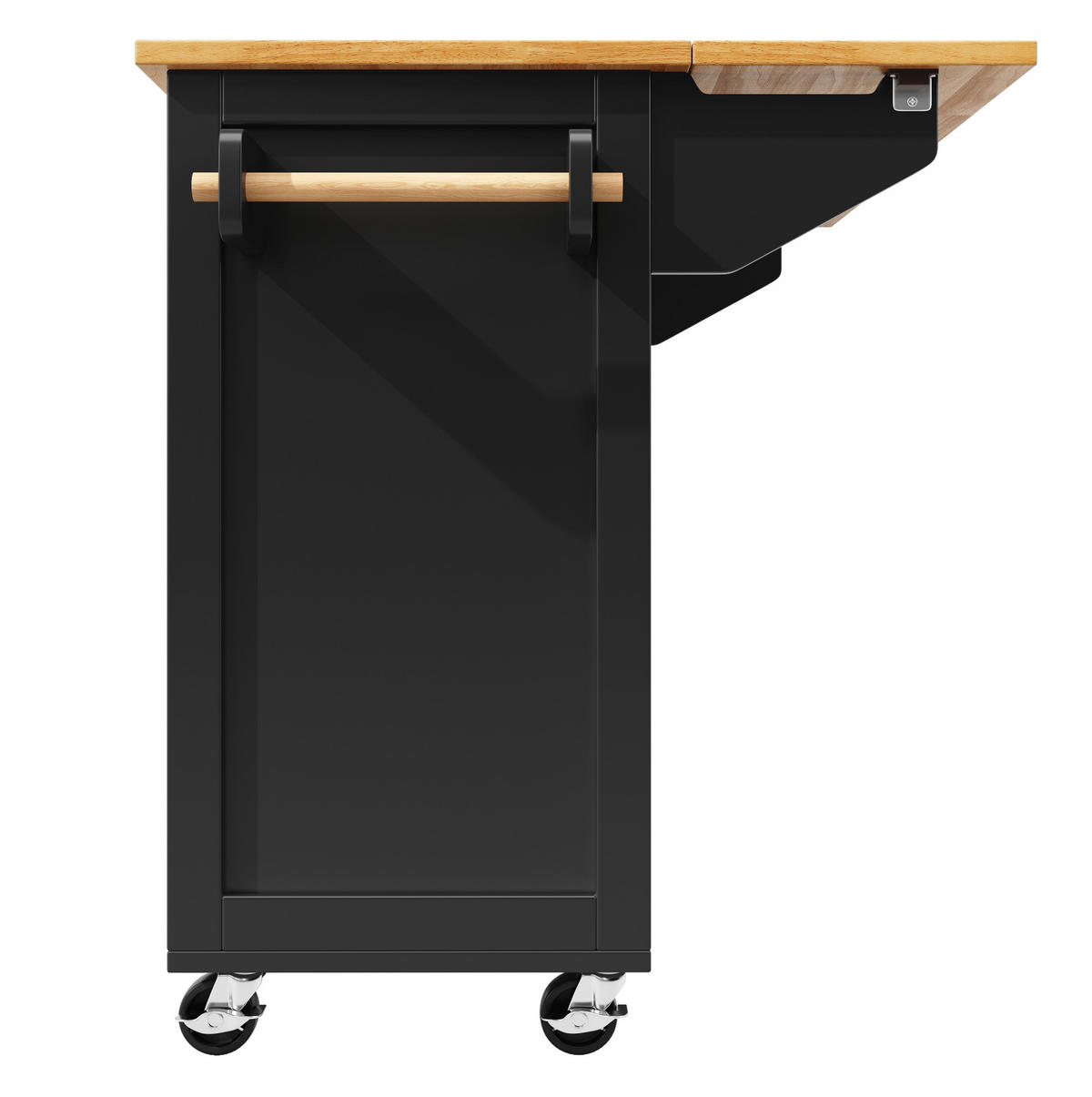 KÜCHENWAGEN aus MDF mit ausziehbarer Platte & Rollen, 140/45/73/93,5 cm, Schwarz - Schwarz, Holzwerkstoff (140/93.5/45cm) - Redom