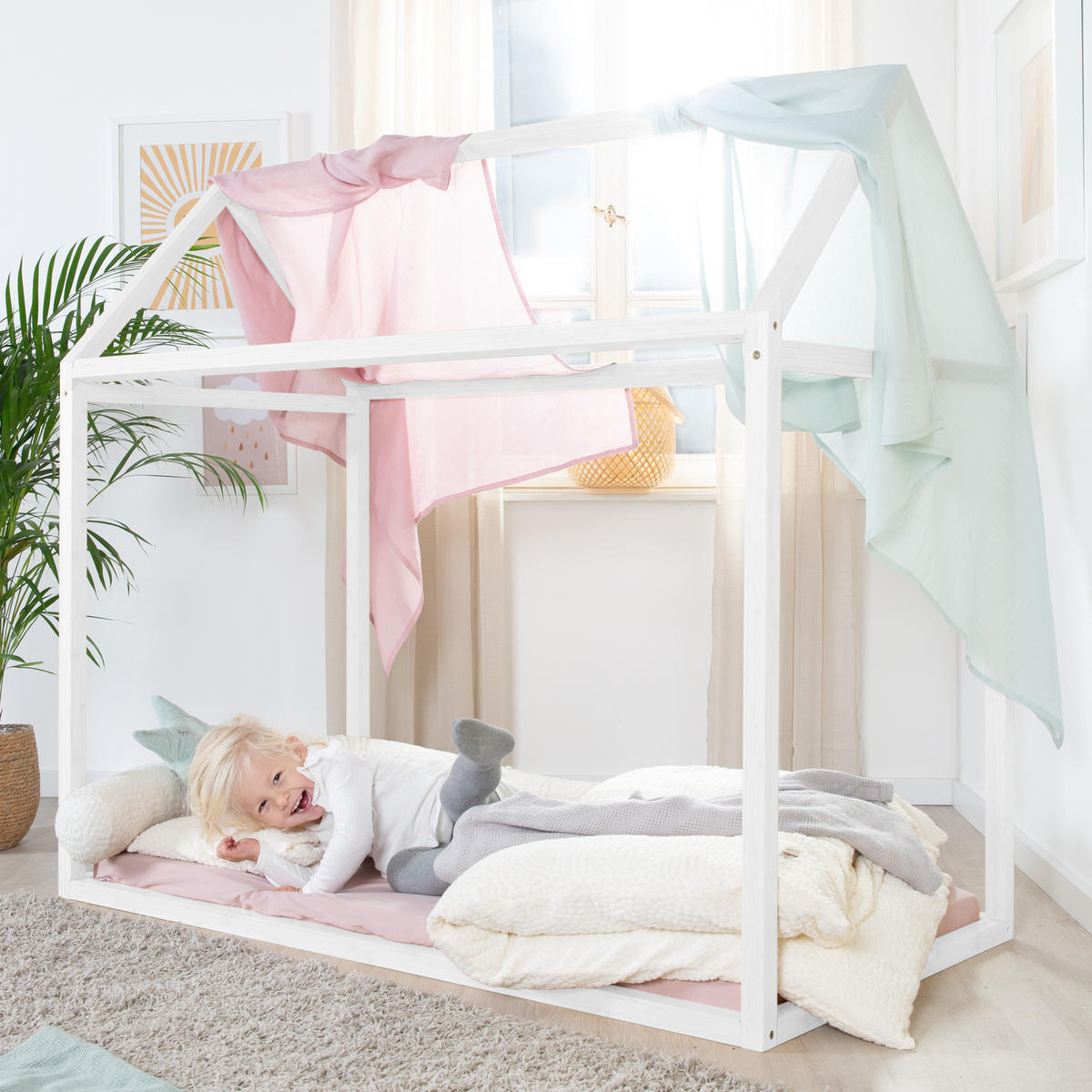 HAUSBETT 70 x 140 cm Montessori Weiß - Weiß, Holzwerkstoff (70/140cm) - Roba