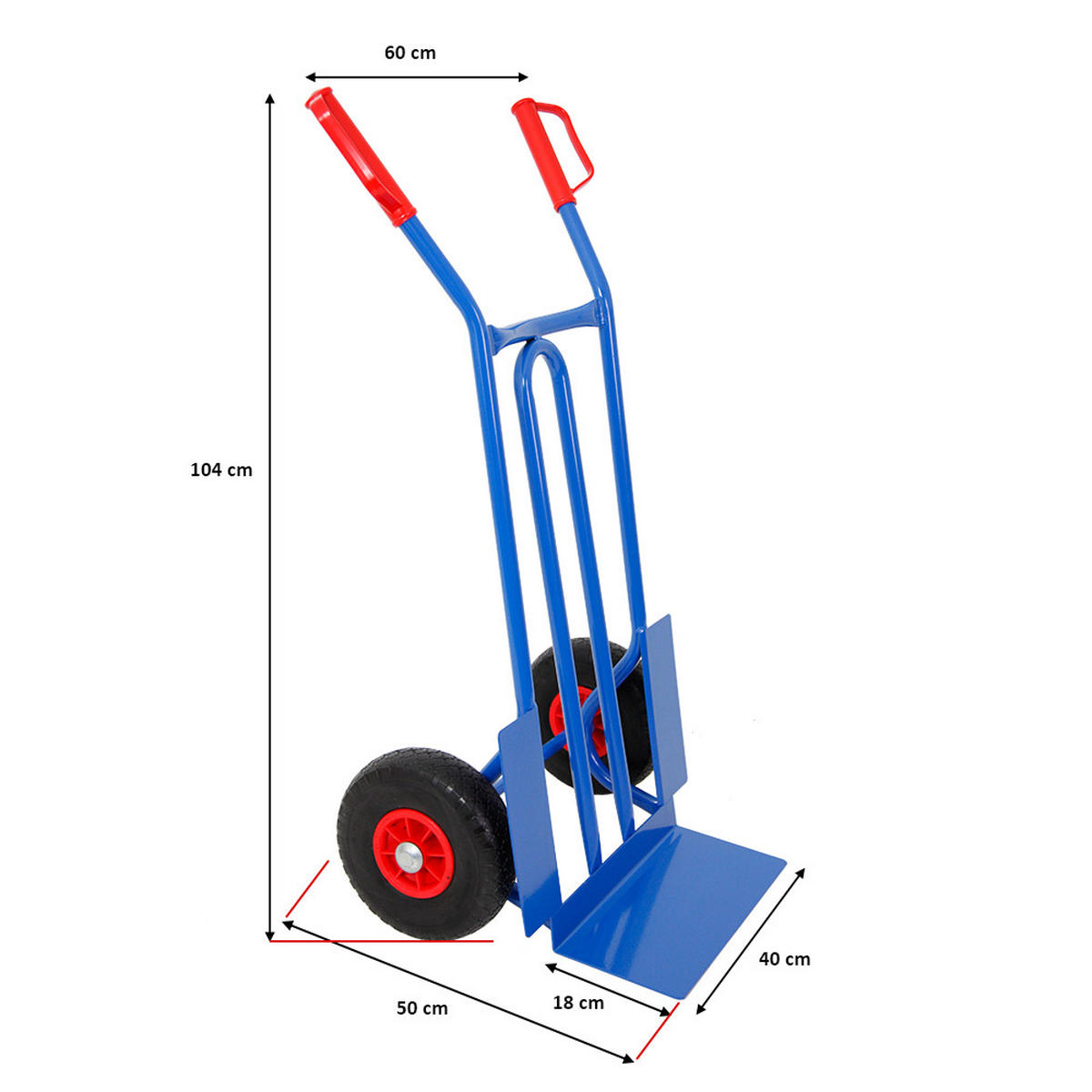 SACKKARRE Rhino XL Schaufel 104x60x50cm Traglast 250kg Pannensichere Räder Blau - Blau, Metall (50/60/104cm) - PROREGAL