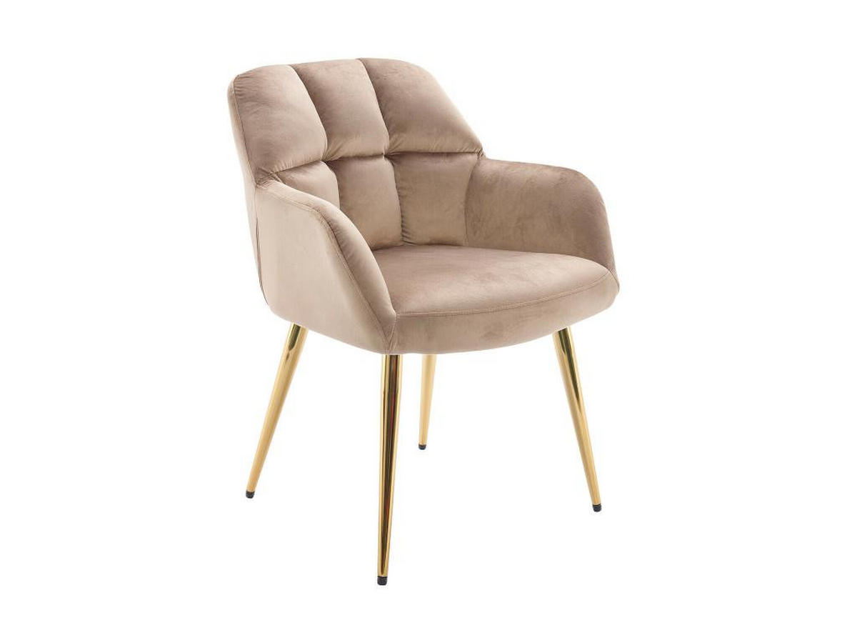 STUHL mit Armlehnen 6er-Set - Samt & goldfarbenes Metall - Beige - PEGA - Beige, Textil (62/78/58.5cm) - Pascal Morabito