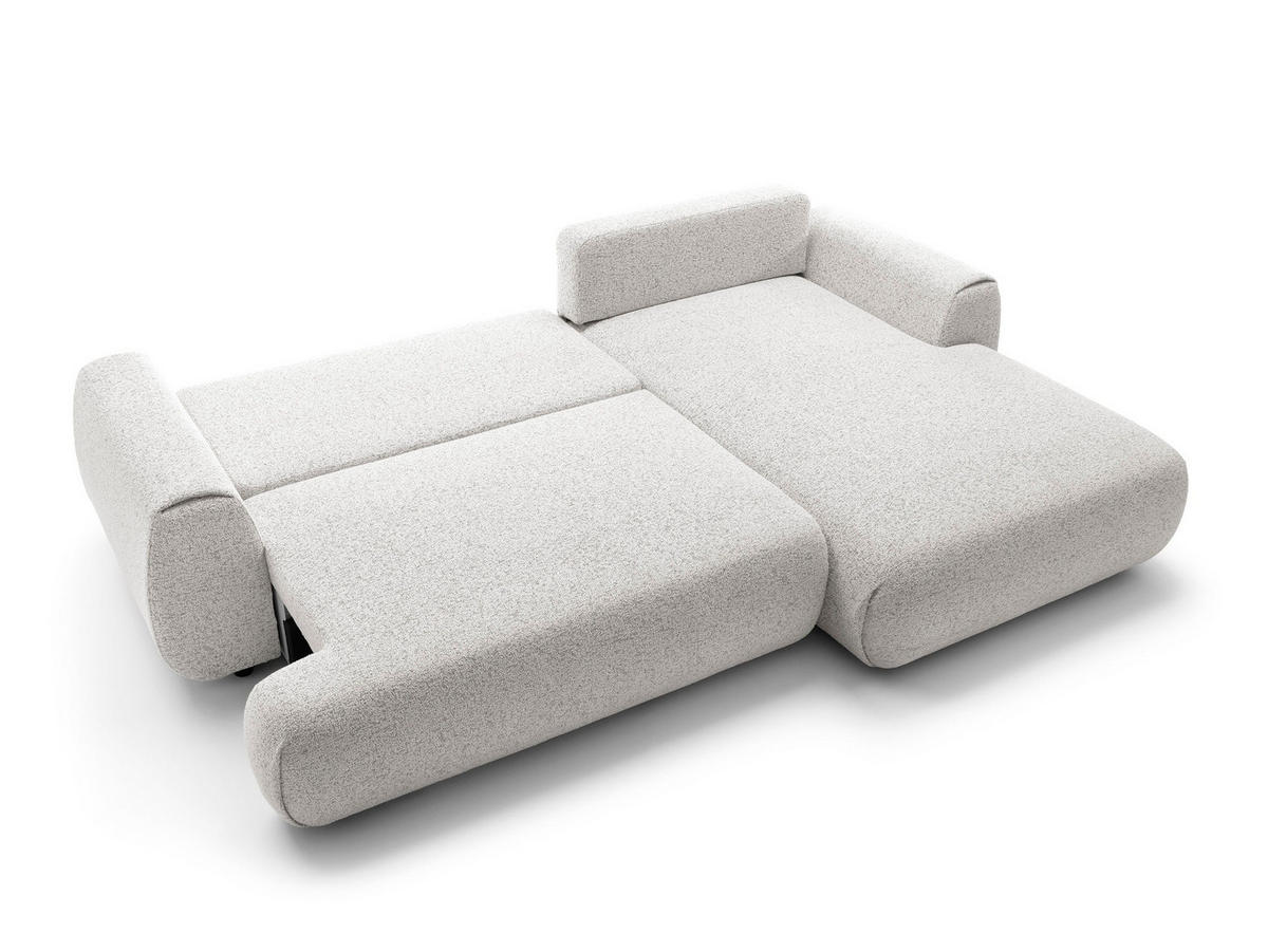 ECKSOFA ZEST Grau Geflochtener Stoff mit Schlaffunktion - Grau, Holz (270/167cm) - MASSENO