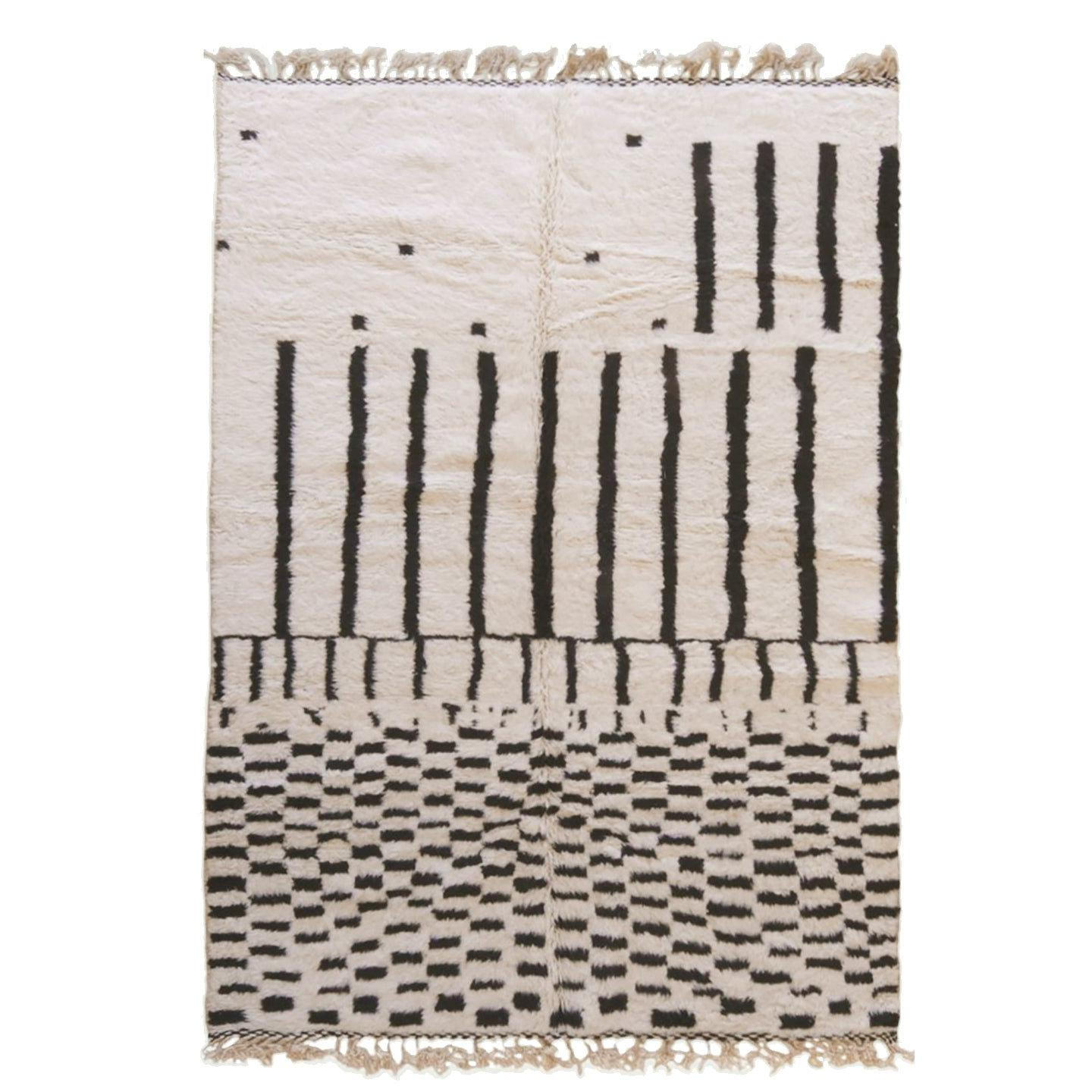 BERBERTEPPICH Design handgeknüpft aus reiner Wolle 140x 200 cm - Schwarz, Naturmaterialien (140/200cm) - AFK Living