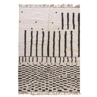 BERBERTEPPICH Design handgeknüpft aus reiner Wolle 140x 200 cm - Schwarz, Naturmaterialien (140/200cm) - AFK Living