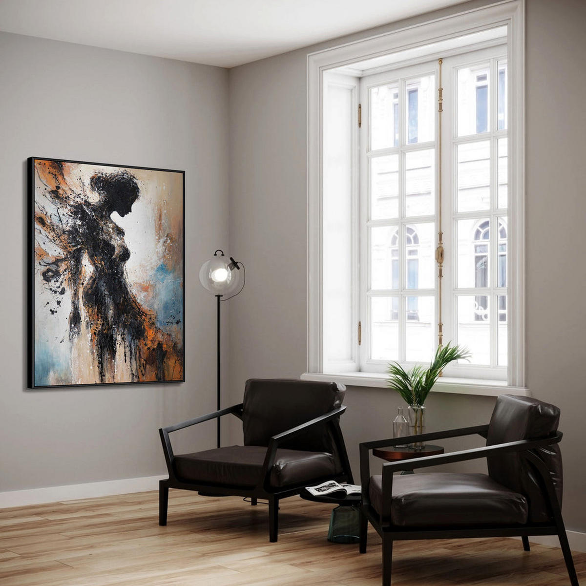 GEMÄLDE Element der Weiblichkeit Schattenfugenrahmen Grau 120x80 cm - Grau, Holz (120/80cm) - YS-art gallery