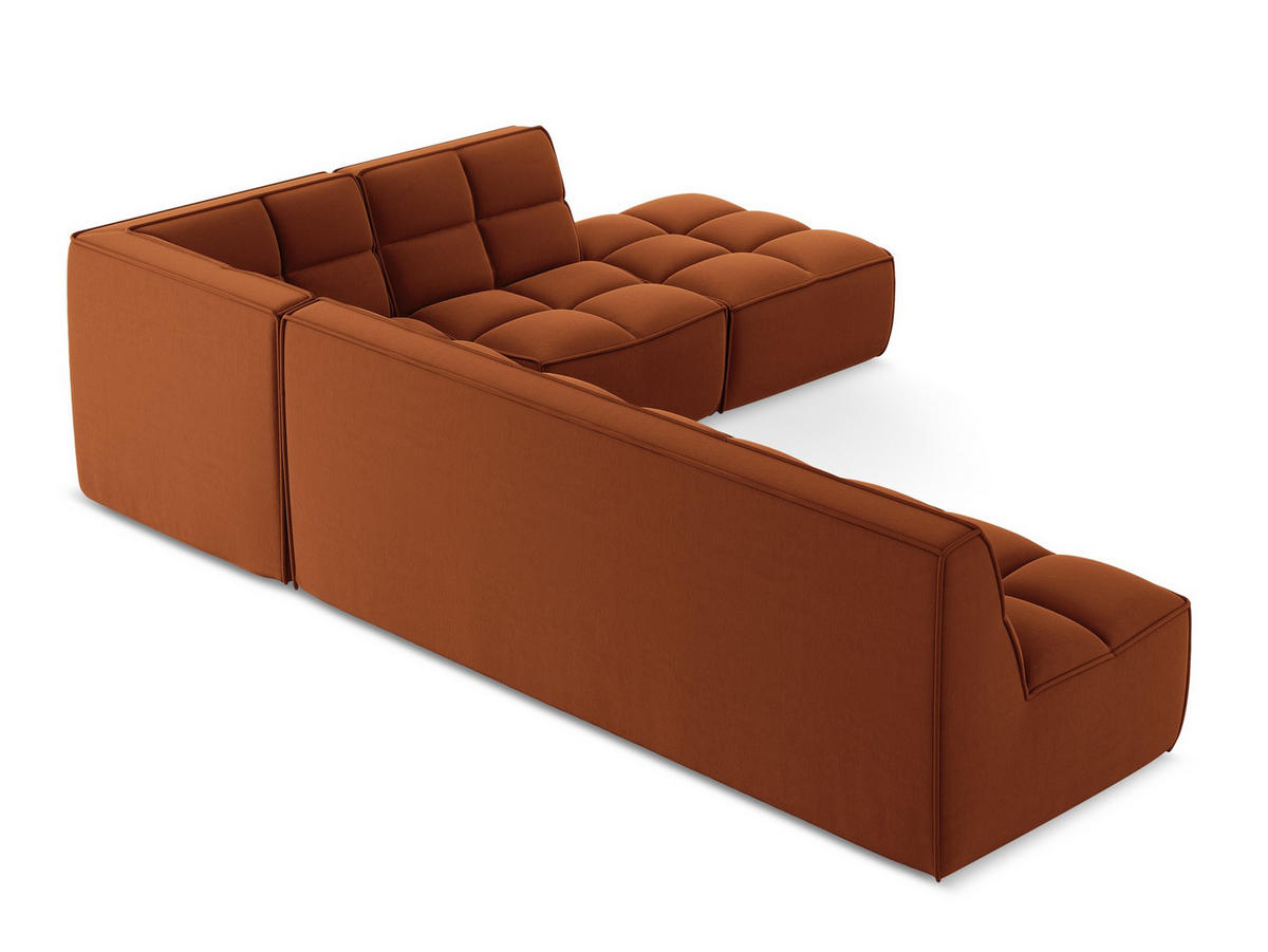 ECKSOFA Beidseitig Samt Stoff Orange - Terra cotta/Schwarz, Kunststoff/Textil (308/258cm) - Makamii
