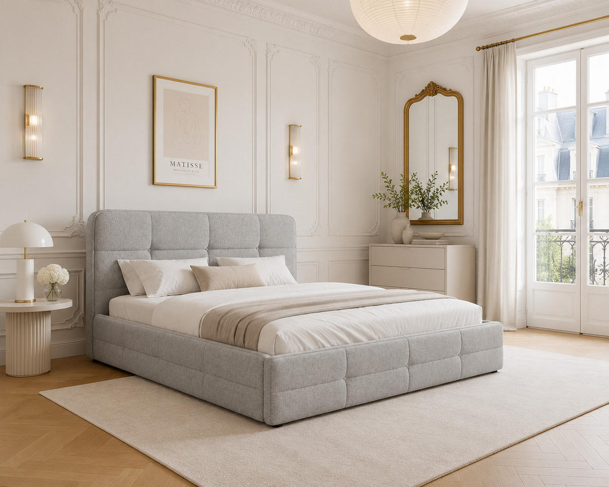 POLSTERBETT 17 140 x 200 cm – Aragon – Bett mit Federmechanismus und Stauraum - Hellgrau, Holz (140/200cm) - ROYAL24_MARKT