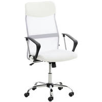 CHEFSESSEL Lederlook weiß - Chromfarben/Weiß, Textil/Metall (60/110/53cm) - CLP