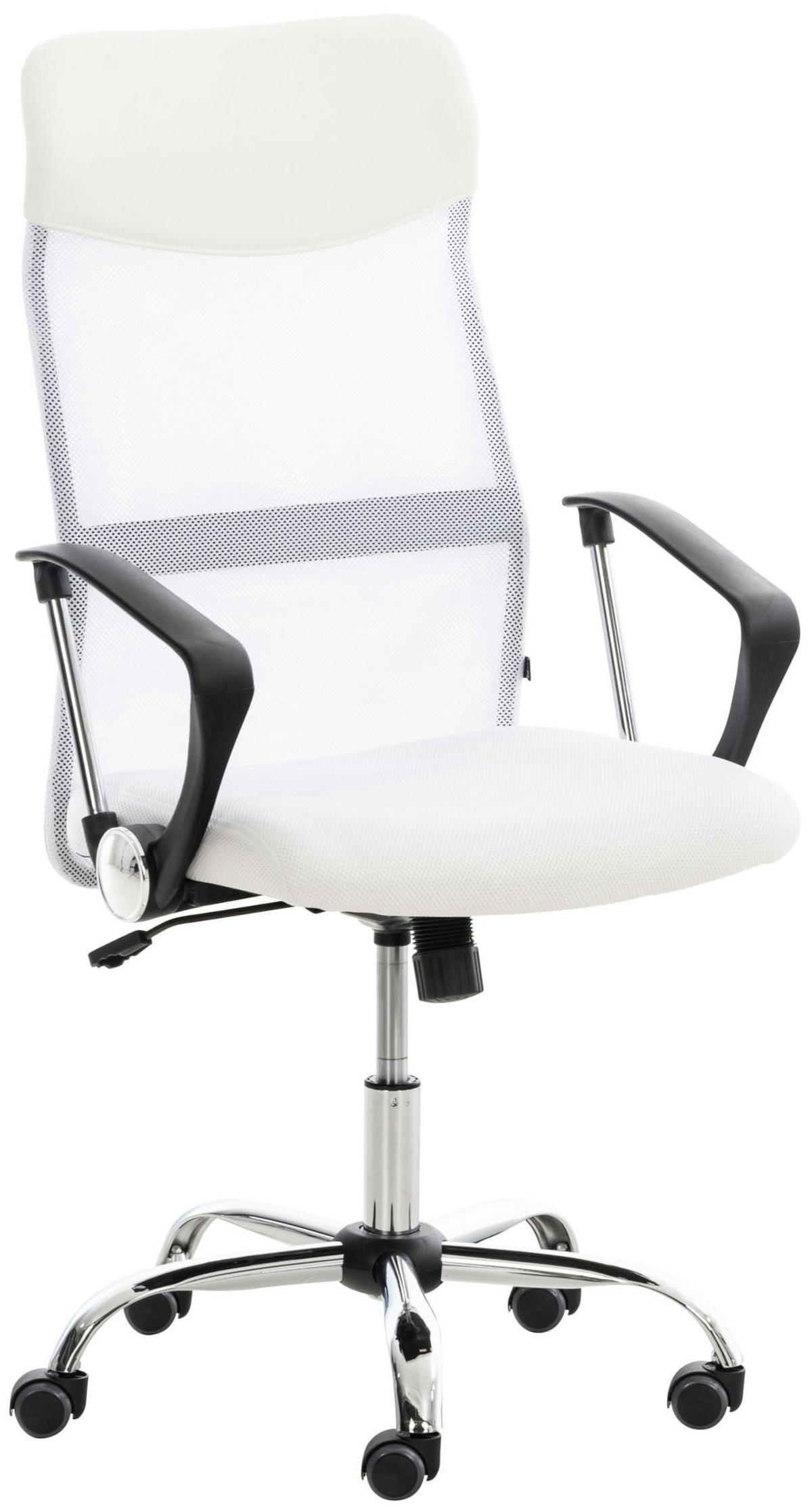 CHEFSESSEL Lederlook weiß - Chromfarben/Weiß, Textil/Metall (60/110/53cm) - CLP