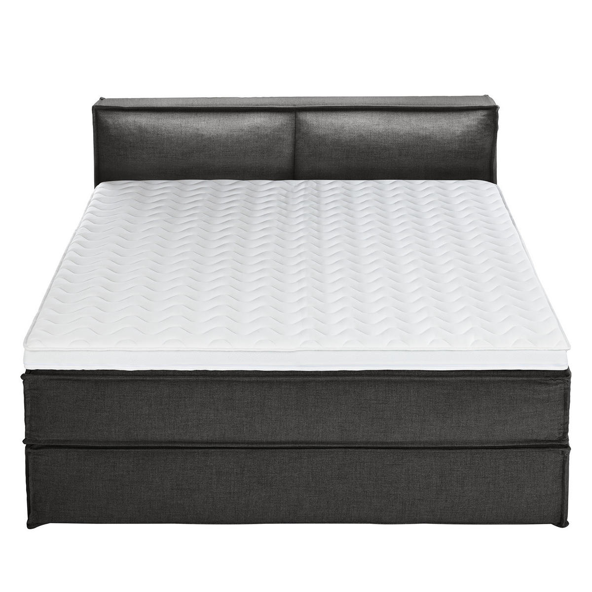 BOXSPRINGBETT mit Kopfteil - Premium - Anthrazit, Textil (180/200cm) - home24