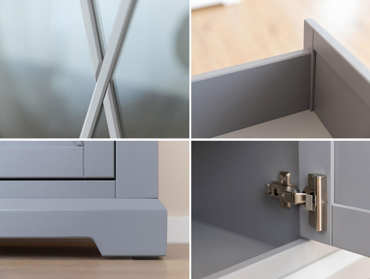 STANDVITRINE Marone Elite Grau / Kiefer Natur 70 / 41 / 200cm - Grau/Kieferfarben, Holz (70/200/41cm) - Feldmann-Wohnen