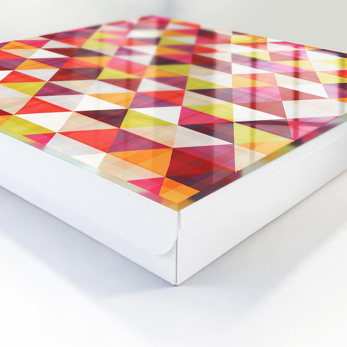 SCHLÜSSELBOX Weiß 30x30 cm – Türöffnung nach rechts - Bunte Muster - Rot, Metall (30/30/5cm) - TULUP