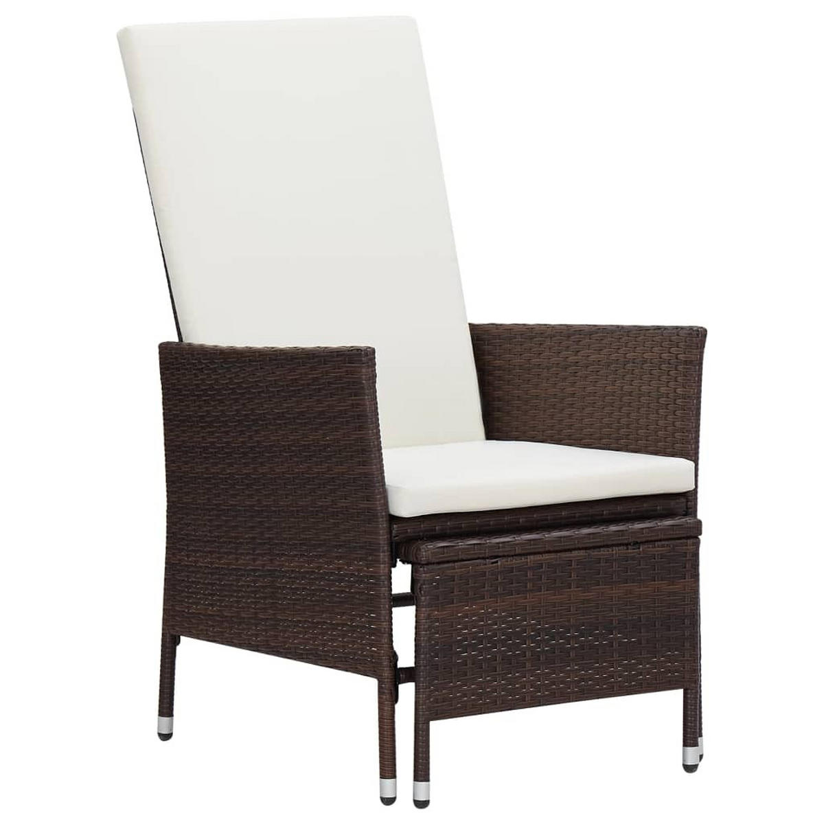GARTENSTÜHLE mit Cremeweiß Kissen und Fußhocker, 62/131/106cm, aus Poly Rattan, Braun - Braun, Kunststoff (131/106/62cm) - vidaXL