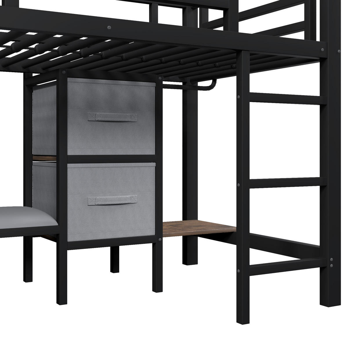 HALBHOHES BETT 90x200cm Schwarz Metall LED-Licht Sitzkissen - Schwarz, Metall (90/200cm) - FLIEKS