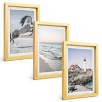 BILDER SET 3er Set - 20x30 cm Goldrahmen - Pferde, Strand, Leuchtturm, Wellen - Goldfarben, Kunststoff (20/30cm) - TULUP