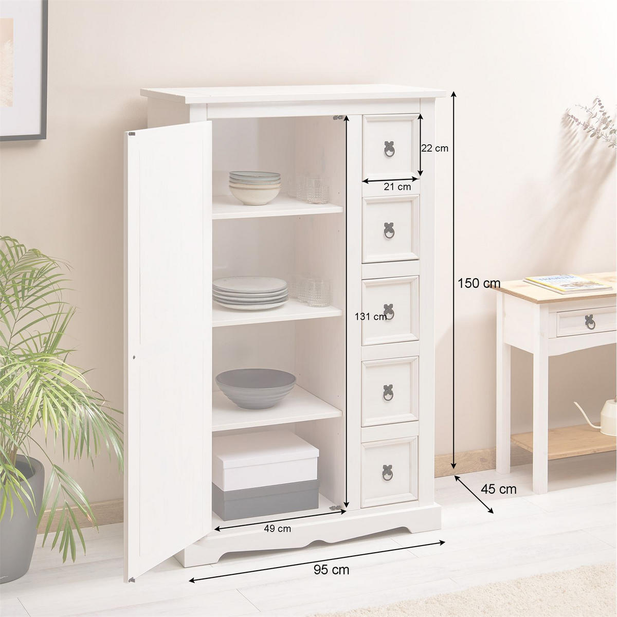 KOMMODE TEQUILA weiß - Weiß, Holz (95/150/45cm) - IDIMEX