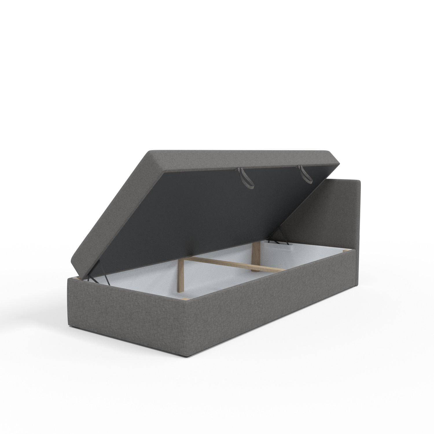 BOXBETT mit Bettkasten Menorca mini 100x200 cm, Grau - Grau, Textil (100/200cm) - Meblito