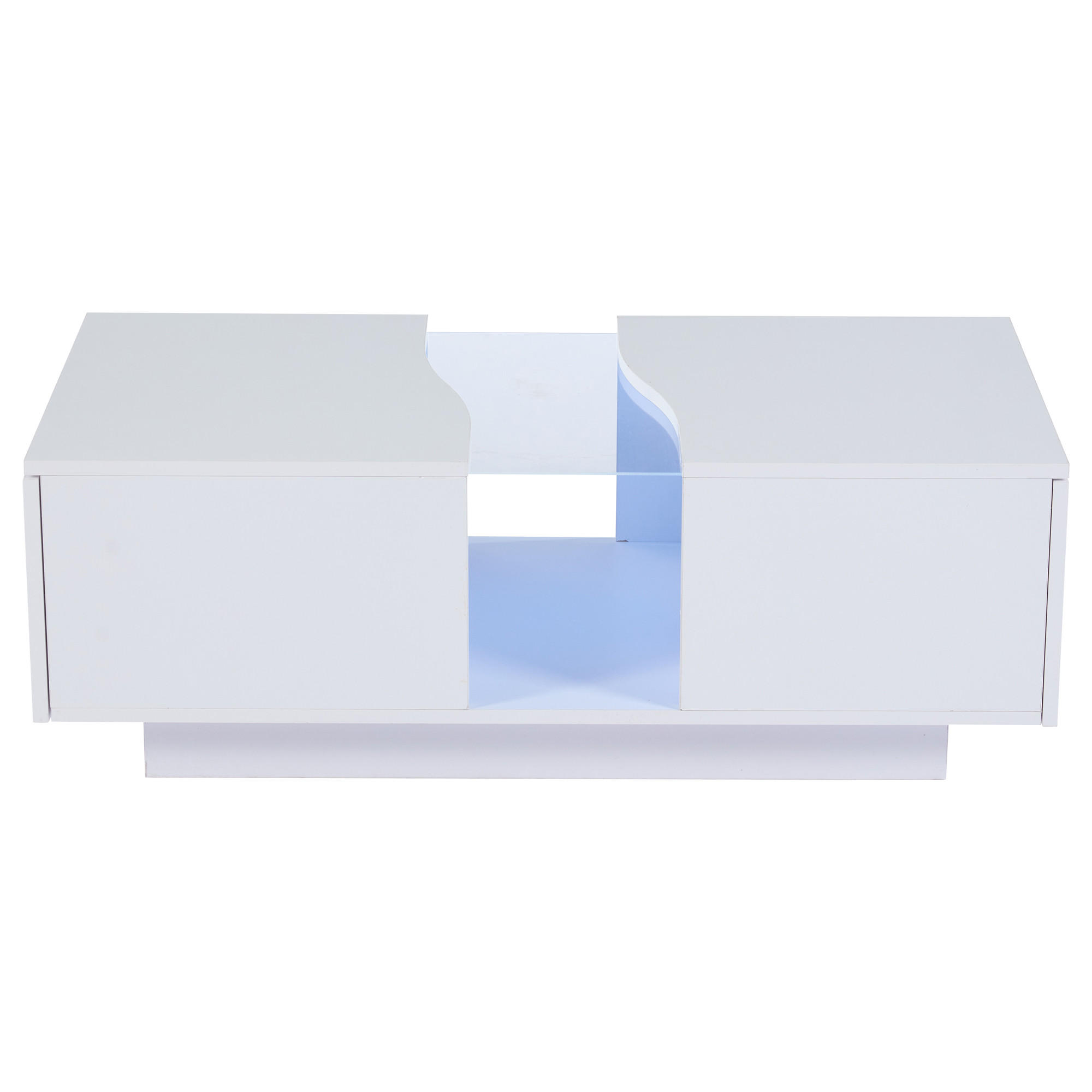 COUCHTISCH Weiß, 100/50/35 cm mit LED und 2 Schubladen - Weiß, Holzwerkstoff (50/100/35cm) - PANGIVO