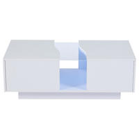 COUCHTISCH Weiß, 100/50/35 cm mit LED und 2 Schubladen - Weiß, Holzwerkstoff (50/100/35cm) - PANGIVO