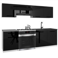 KUCHYNSKÁ linka Italia 1 180 cm, s pracovnou doskou, čierna s vysokým leskom - čierna s vysokým leskom, drevo (180/143/60cm) - B BELINI GROUP