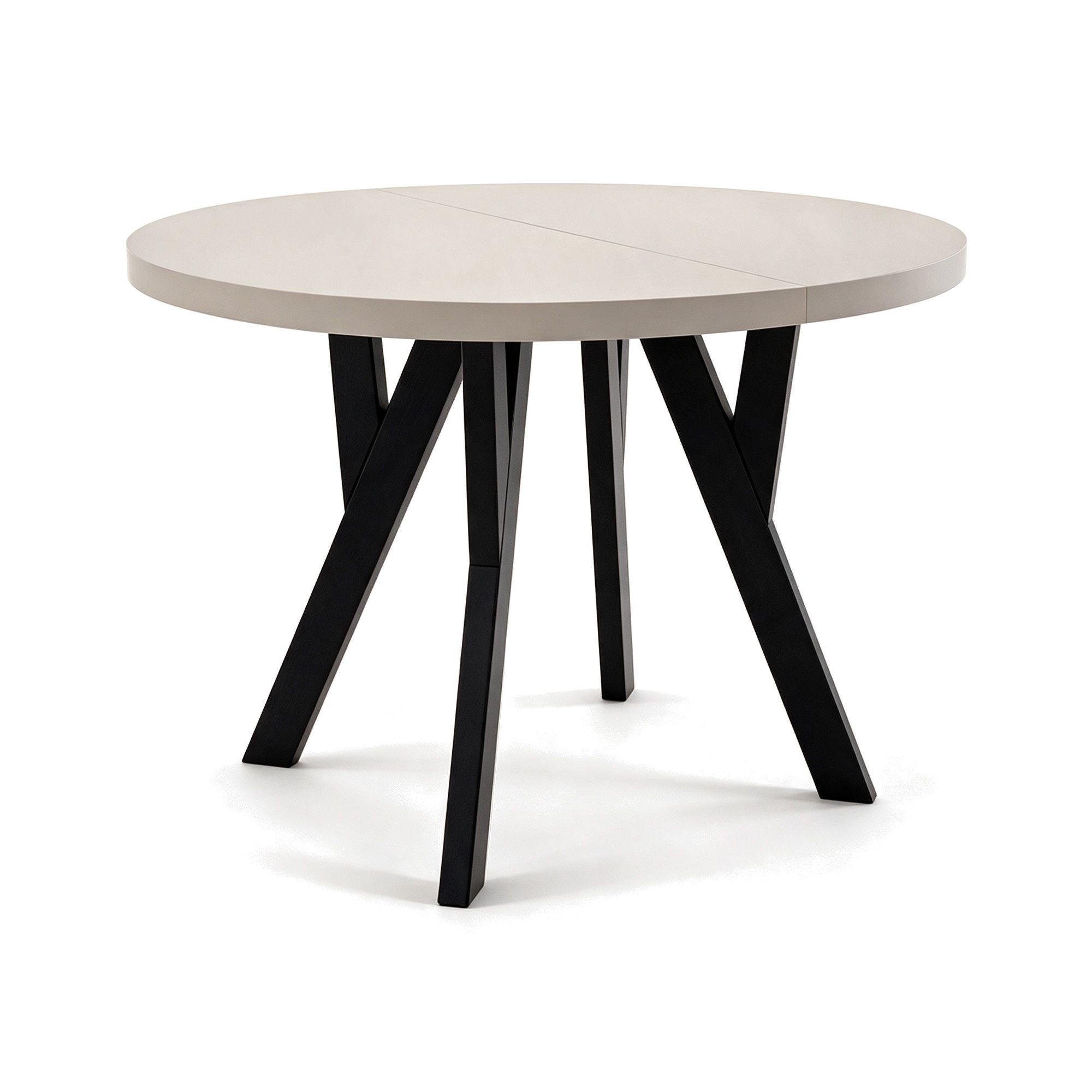 ESSTISCH ausziehbar rund 80-160 cm ATO Kaschmir, Auszugstisch mit Einlegeplatte - Kaschmir/Schwarz, Holzwerkstoff (80/80/77cm) - VENASI MÖBEL