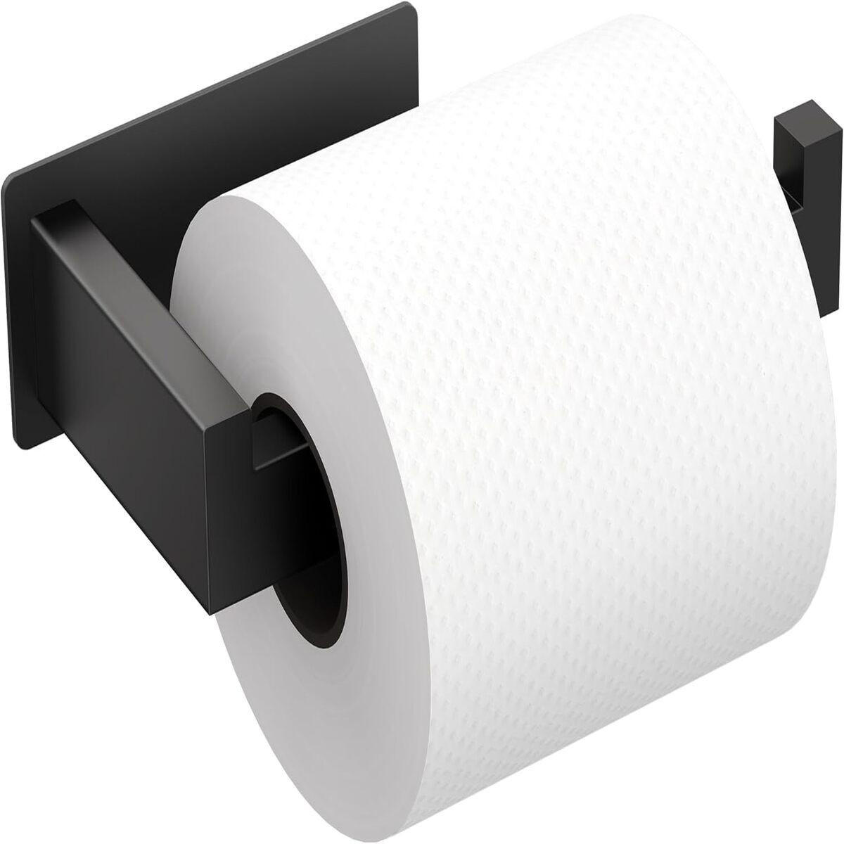 TOILETTENPAPIERHALTER , Edelstahl - Schwarz, Metall (7.7/4.5/14cm) - Authentics