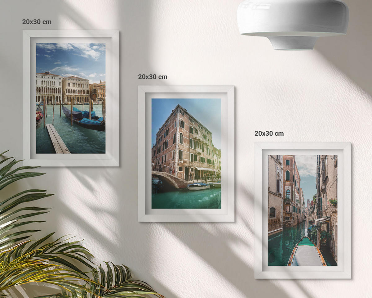 WANDBILDER 3er-Set - 20x30 cm Weißer Rahmen - Architektur der Kanäle von Venedig - Weiß, Kunststoff (20/30cm) - ArtPrintCave
