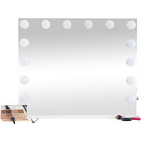 SCHMINKSPIEGEL Elsa Licht 80x16x68cm Kunststoff Weiß Hollywood - Weiß, Kunststoff (80/68/16cm) - DELUKE