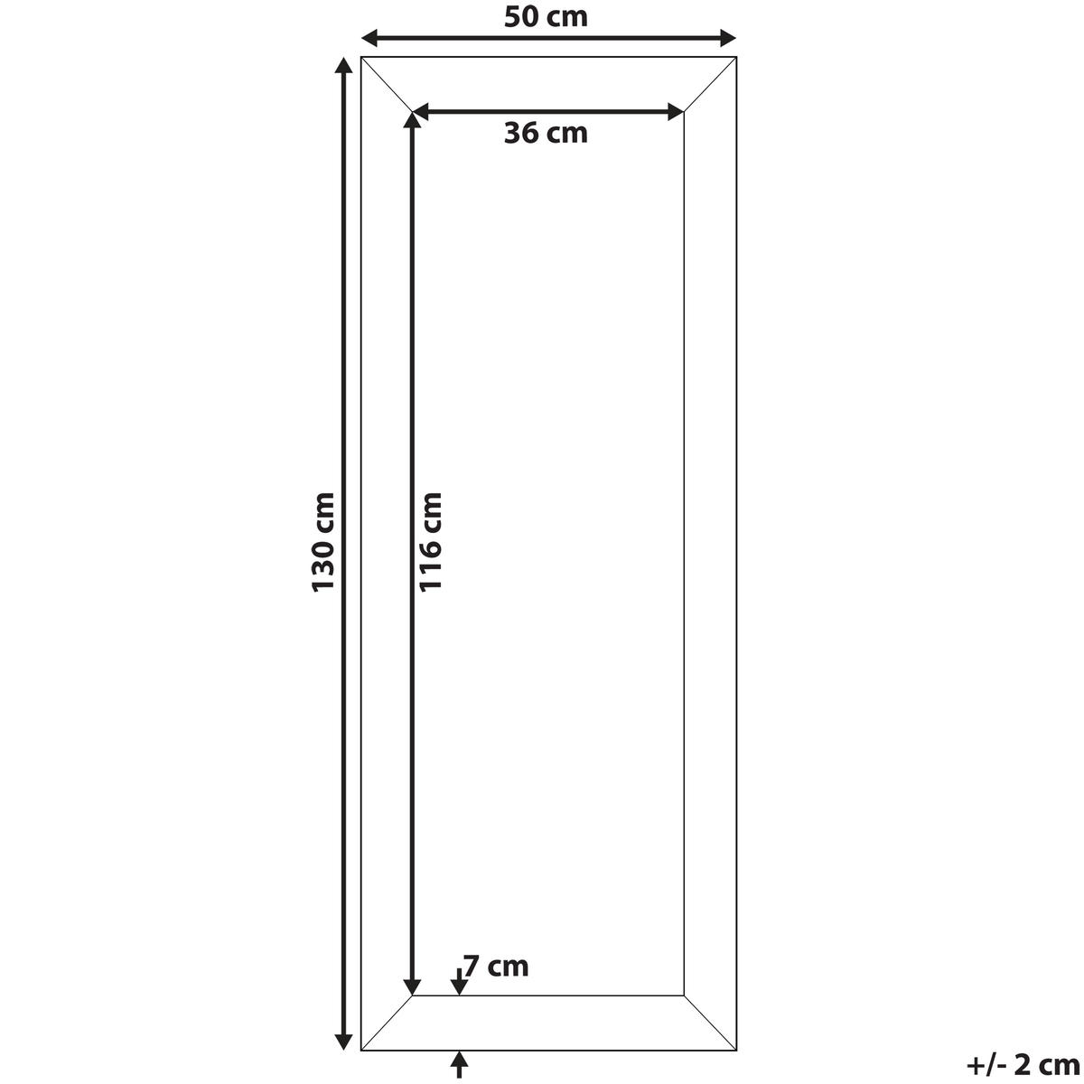 WANDSPIEGEL silber rechteckig 50/130 cm Mervent - Silberfarben/Weiß, Kunststoff (50/130/2cm) - Beliani