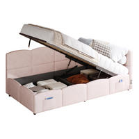 POLSTERBETT 90/200 cm mit hydraulischem Stauraum, USB-A/USB-C und Seitentaschen, Samt, Rosa - Rosa, Textil (90/200cm) - Redom