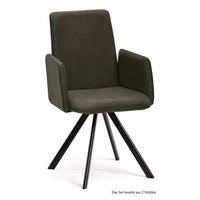 ARMLEHNSTUHL drehbar (2er-Set) Denys 52x92x60 Schwarz/Khaki - Dunkelgrün/Schwarz, Kunststoff (60/92/52cm) - 58aufmkessel