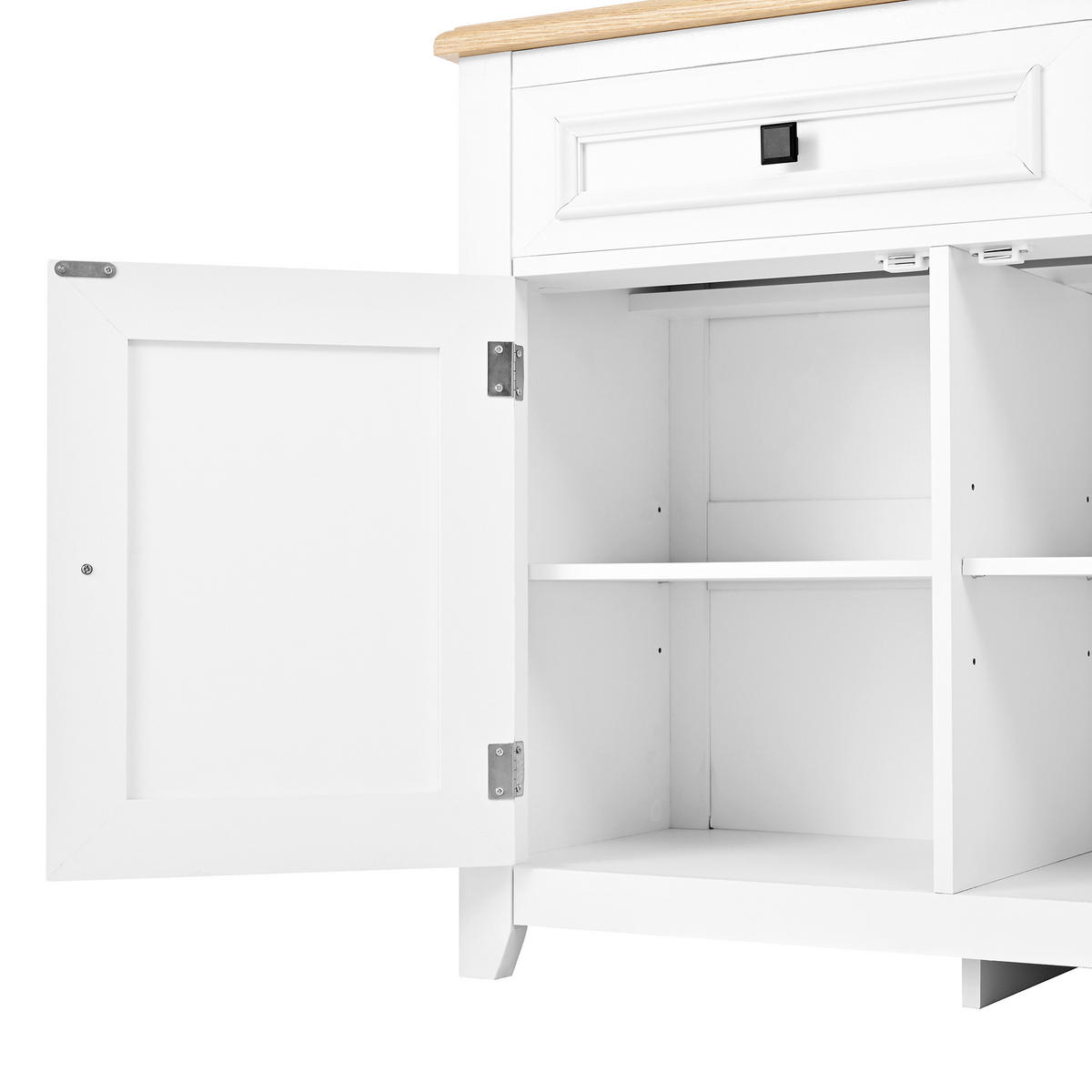 SIDEBOARD in Weiß und Naturfarben Anrichte mit 3 Schubladen für Wohnzimmer und Esszimmer, B160/T35/H76 cm - Weiß, Holzwerkstoff/Metall (160/76/35cm) - STILVORA