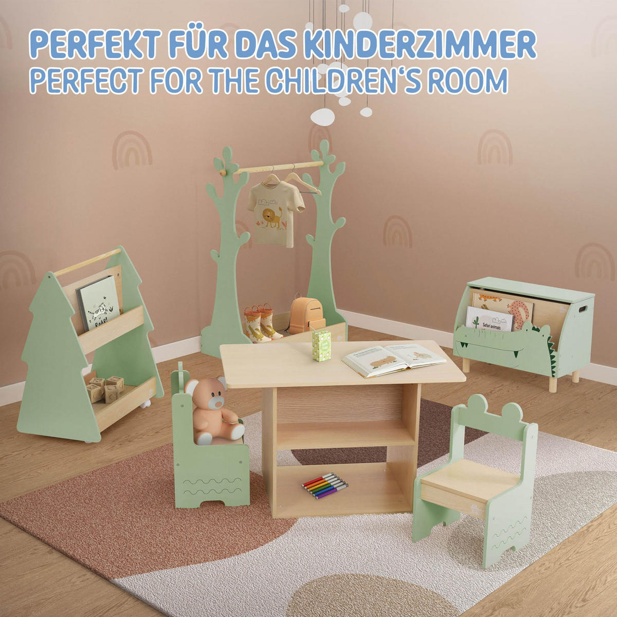 SITZGRUPPE Kinder - Naturfarben, Holz (80/50/48cm) - Joyz
