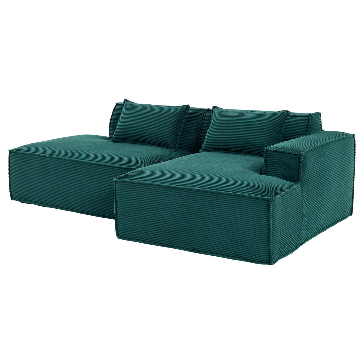 ECKSOFA 233/129/70 cm Retrogrün mit zwei Kissen und Federtasche - Olivgrün, Textil (235/129cm) - Oxeza