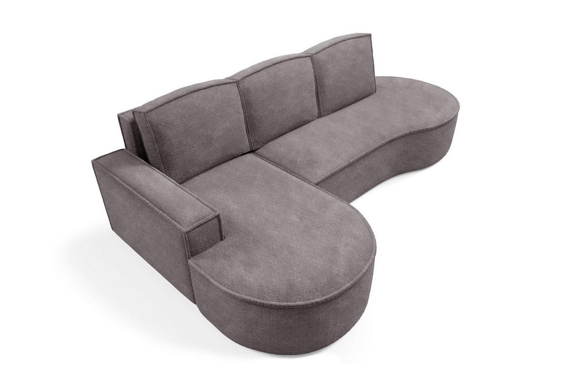 ECKSOFA Flow Grau, mit Schlaffunktion und Kissen in Abriamo Stoff, linke seite - Grau, Holzwerkstoff/Textil (277/157cm) - Bettso
